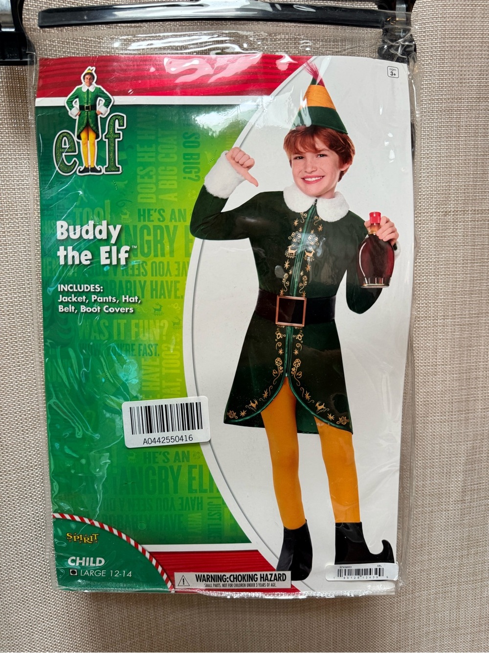 Buddy the Elf Kids Christmas Costume Large 12–14 Complete Set + Wig